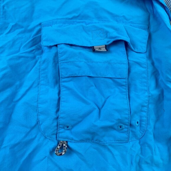 Columbia Men's Fishing Shirt Size XL PFG Blue Short Sleeve Caped Vented Camping - Picture 10 of 12